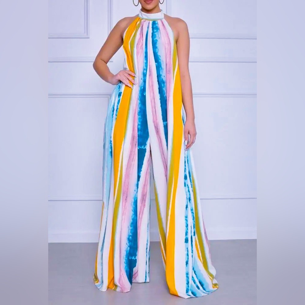 Gorgeous Dolls Multicolor Layla Halter Jumpsuit